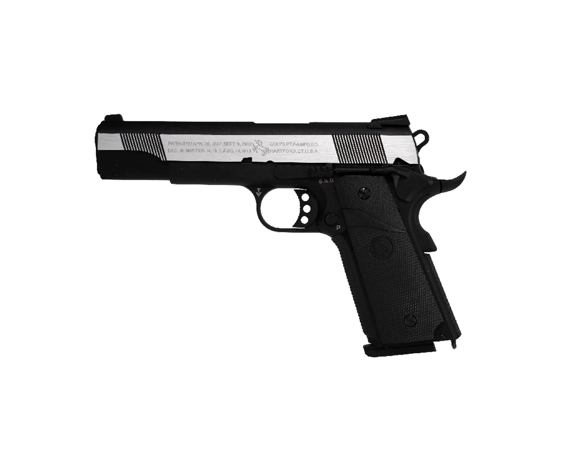 2025-180138 Colt 1911 Combat GBB Dual Tone (Silver Slide, Black Lower) /C12 0.9J 15R