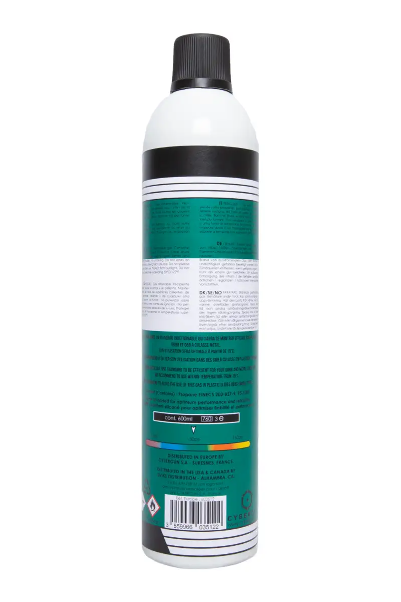 603512 - 130PSI Green Gas bottle - With silicone / 600mL - Swiss Arms