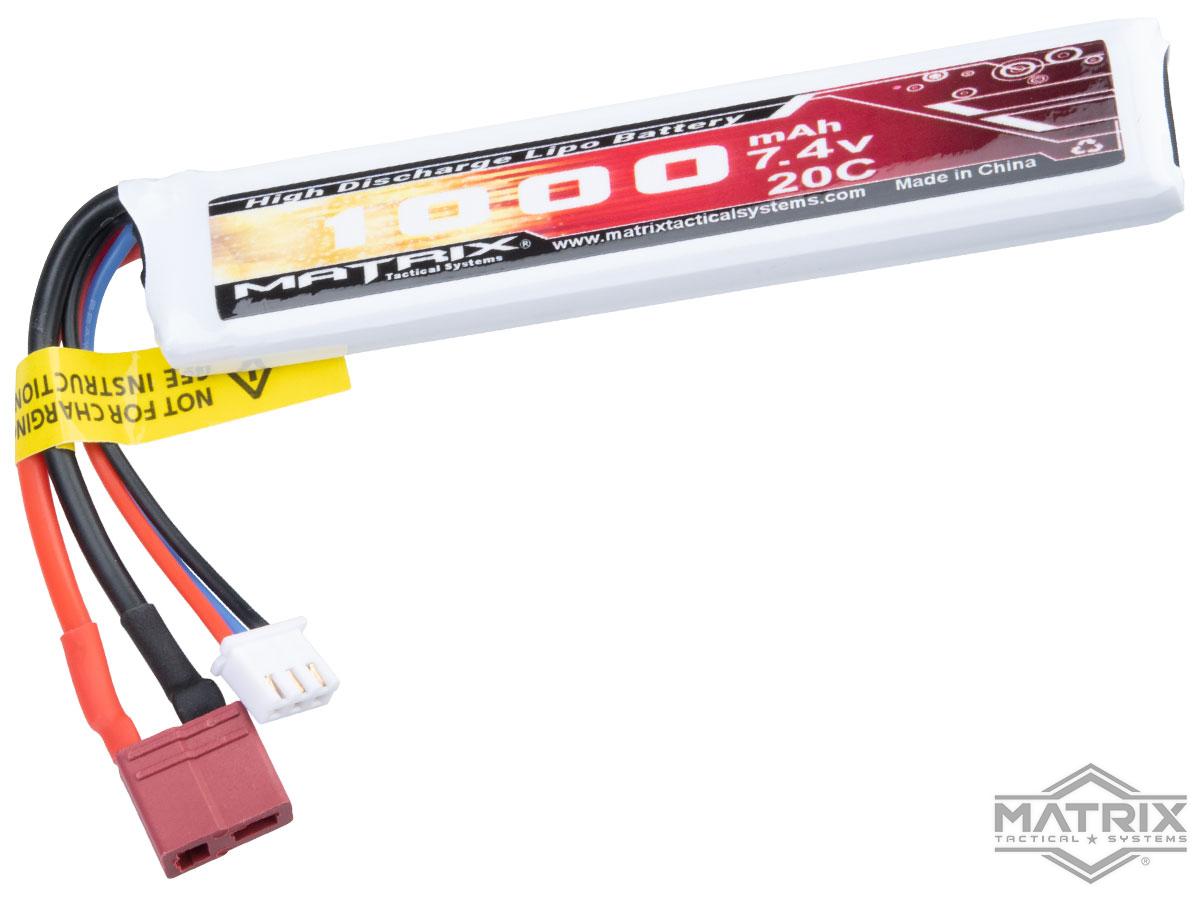 78853 - Matrix High Performance 7.4V Stick Type Airsoft LiPo Battery (Model: 1000mAh / 20C / Deans & Short Wire)
